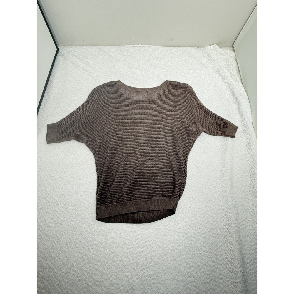 Express Womens XS Taupe Brown Open Knit Batwing Short Sleeve Scoop Neck Sweater